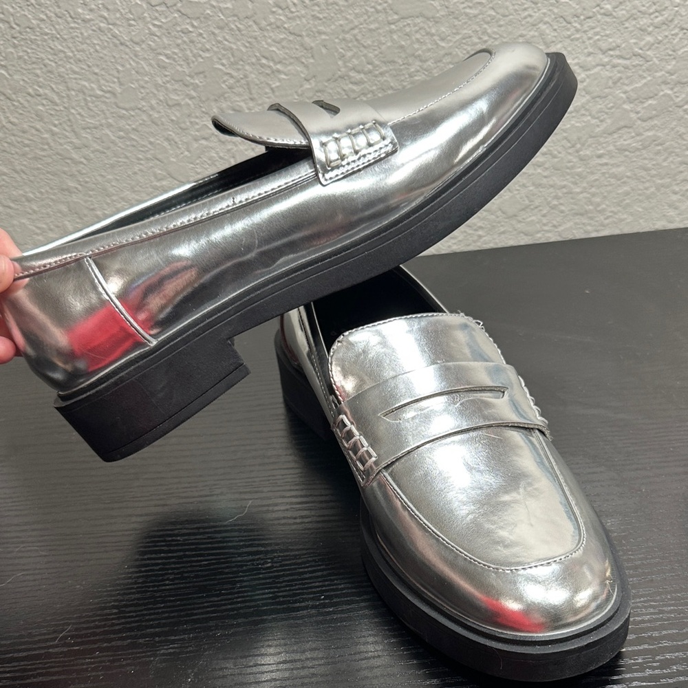 a new day Metallic Silver Penny Loafers for Women